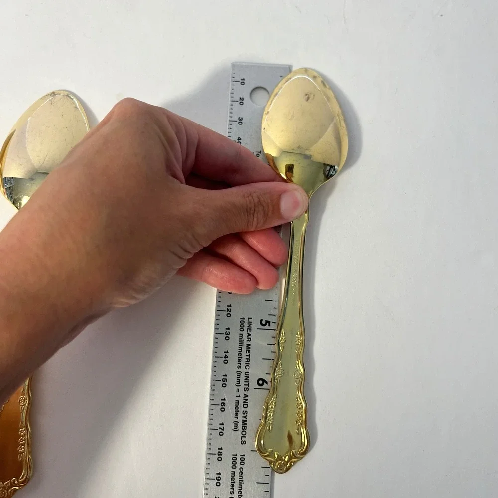 1847 Rogers Bros Gold Tone Spoons Set of 3 Vintage Floral Electroplated 6.125in